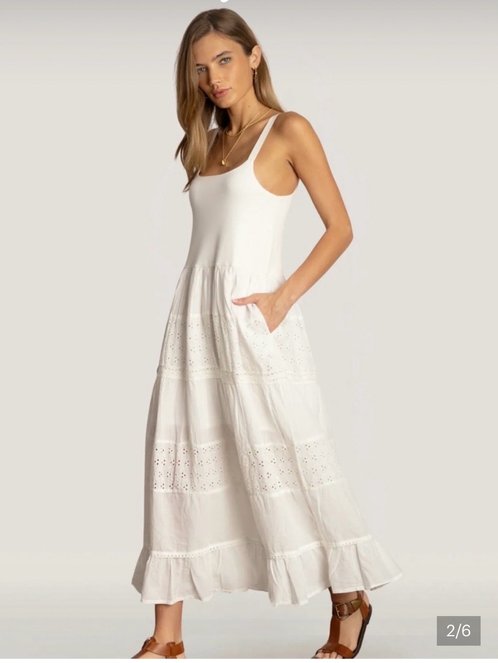 Dylan Victoria White Eyelet Tiered Maxi Dress
